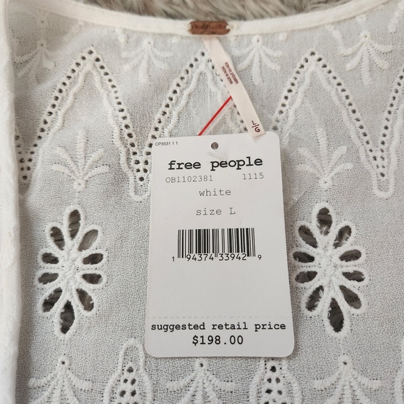 Free People Sweetwater Duster Cardigan‎ White Eyelet Women's Size Large - Picture 5 of 10
